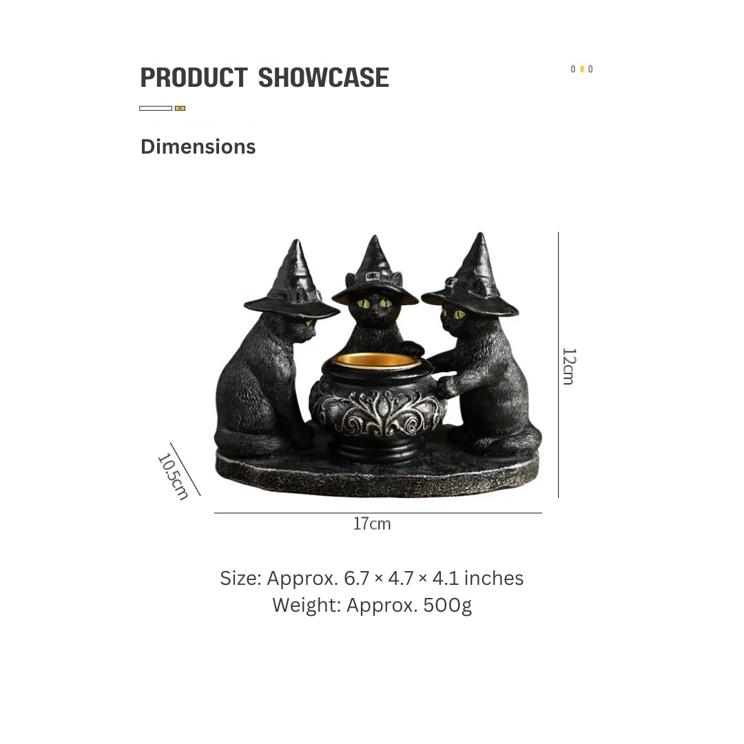 Resin Witch Cat Candle Holder