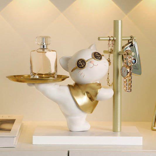 "I'm a millionaire" Kitty Resin Organizer Statue