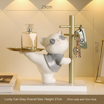 "I'm a millionaire" Kitty Resin Organizer Statue