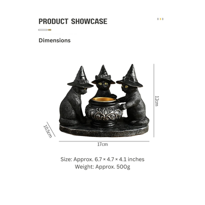 Resin Witch Cat Candle Holder