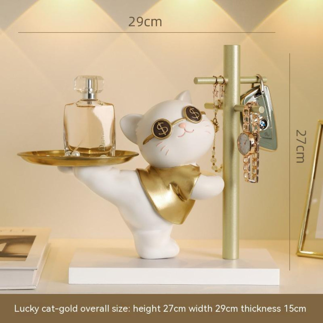 "I'm a millionaire" Kitty Resin Organizer Statue