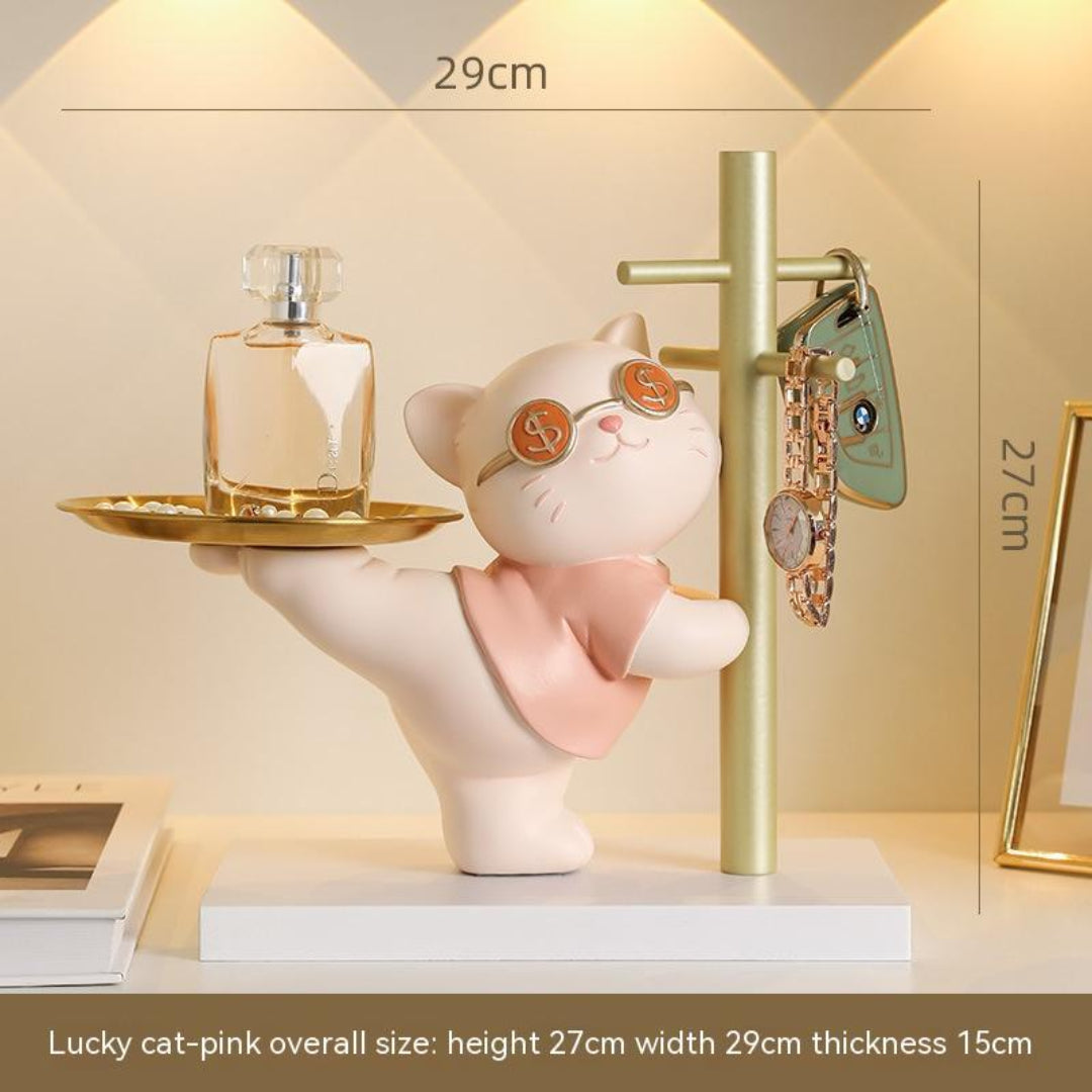 "I'm a millionaire" Kitty Resin Organizer Statue