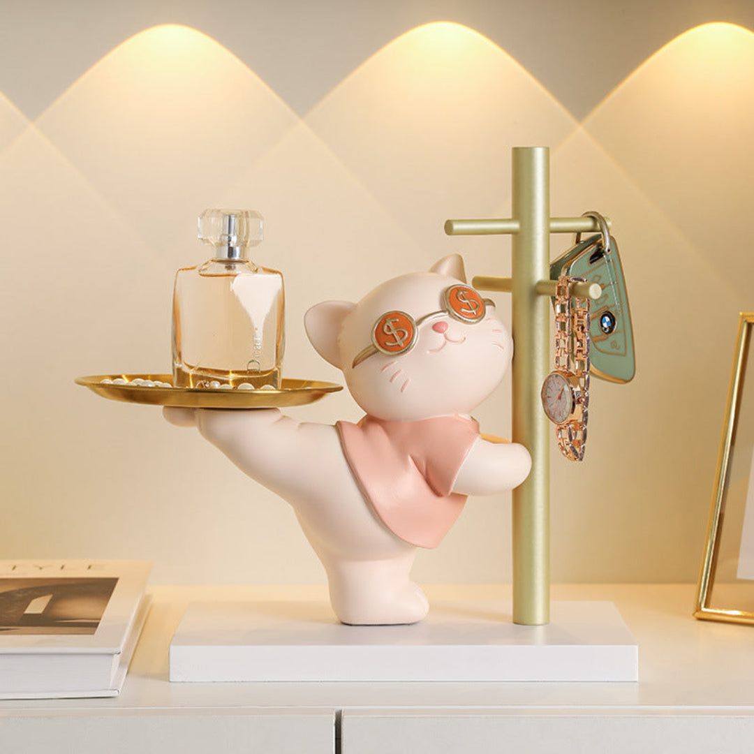 "I'm a millionaire" Kitty Resin Organizer Statue