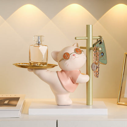 "I'm a millionaire" Kitty Resin Organizer Statue