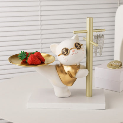 "I'm a millionaire" Kitty Resin Organizer Statue