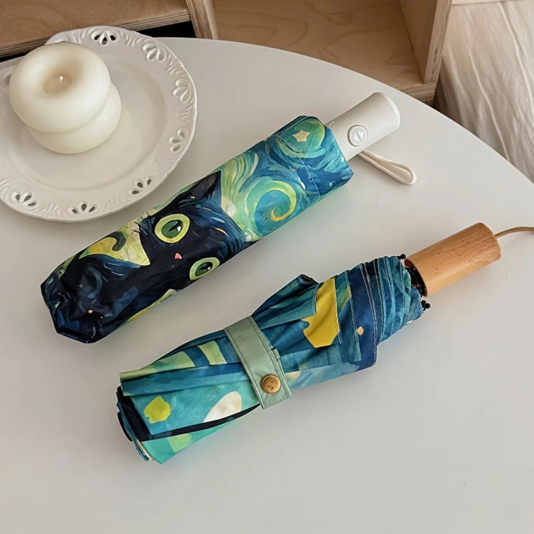 Starry Night Black Cat Umbrella