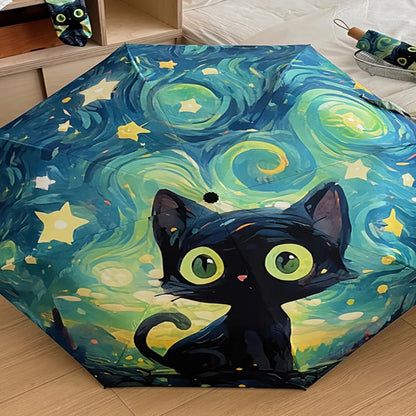 Starry Night Black Cat Umbrella