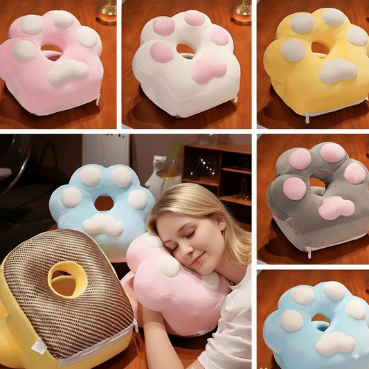 Soft Breathable Cartoon Cat Paw Nap Pillow