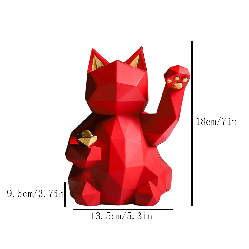 Geometric Lucky Cat Statue