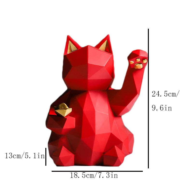 Geometric Lucky Cat Statue