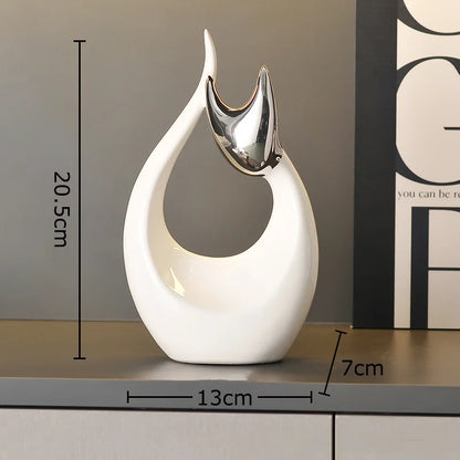 Abstract Artwork Ceramic Kitten Statue