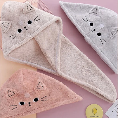 Cute Cat Ear Microfiber Hair Towel