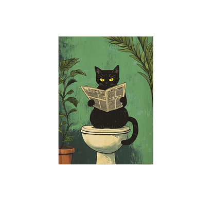 Bathroom Cat-titude: Whimsical 3-Piece Black Cat Canvas Art Set