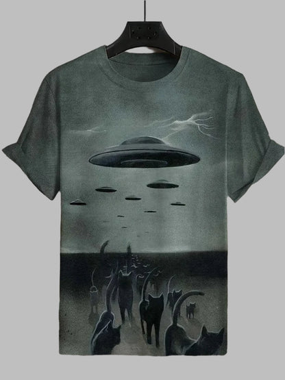 Stylish Breathable Cat Design Graphic T-shirts for Men