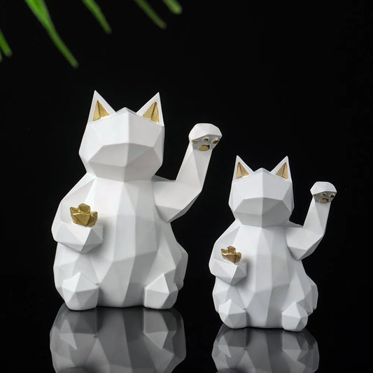 Geometric Lucky Cat Statue