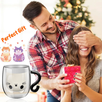 Insulated Glass Cat Mug