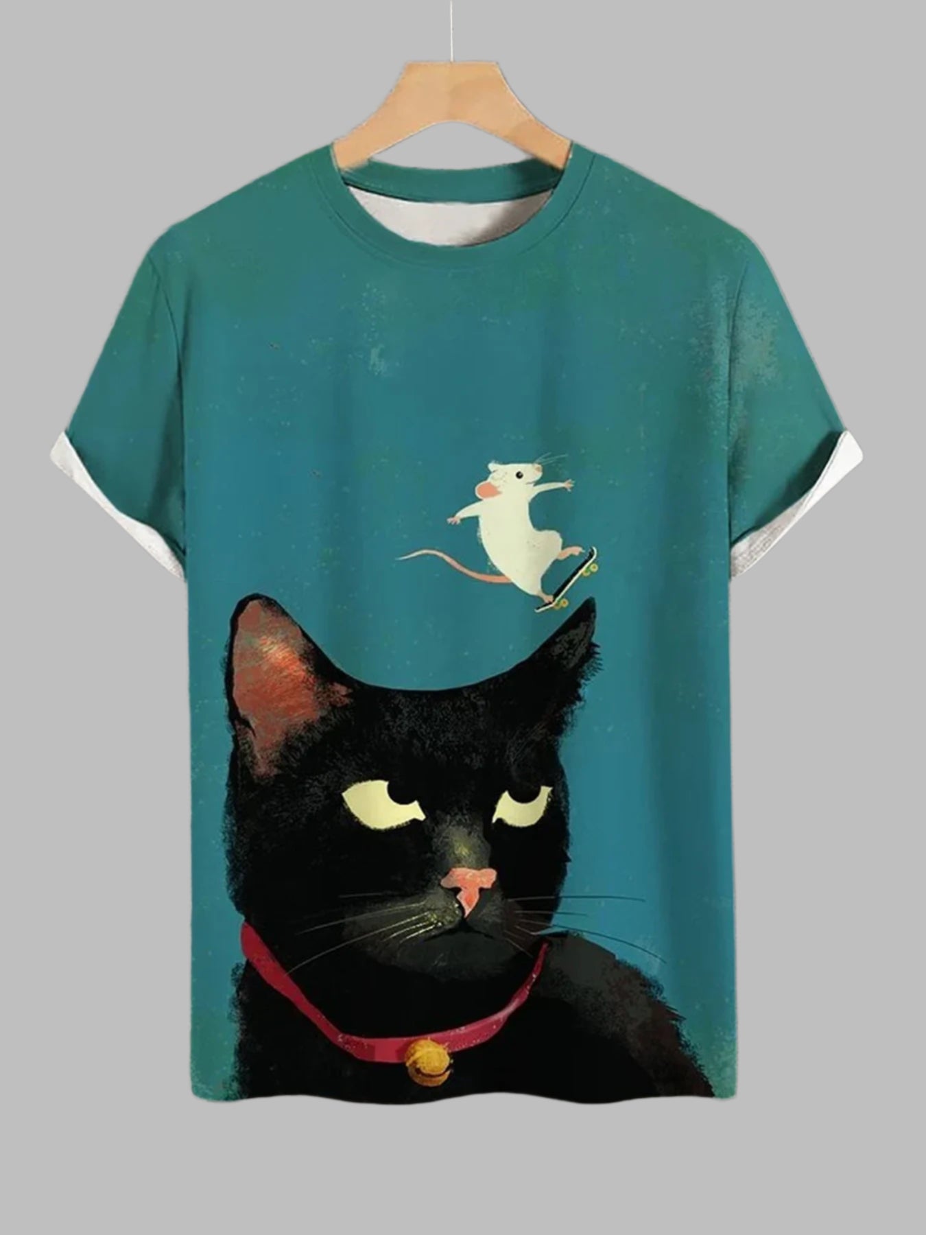 Stylish Breathable Cat Design Graphic T-shirts for Men