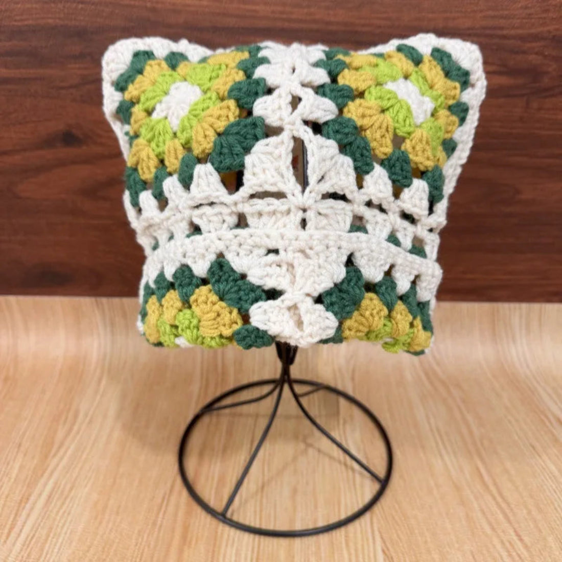 Knitted Square Cat Beanie