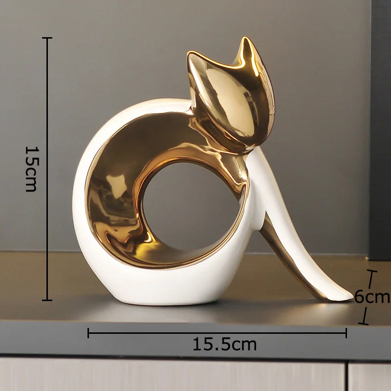 Abstract Artwork Ceramic Kitten Statue