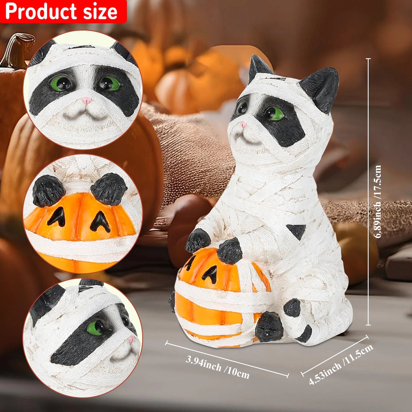 Spooky Mummy Cat Figurine