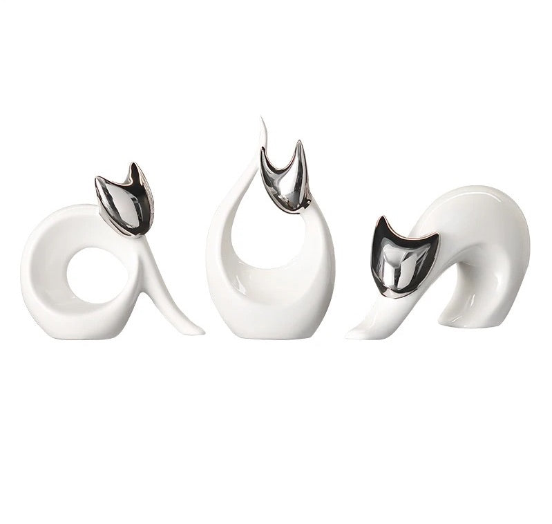 Abstract Artwork Ceramic Kitten Statue