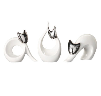 Abstract Artwork Ceramic Kitten Statue