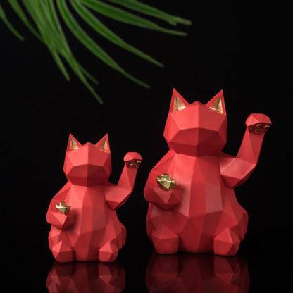 Geometric Lucky Cat Statue