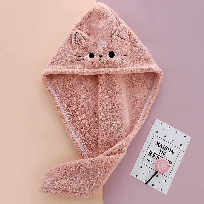 Cute Cat Ear Microfiber Hair Towel