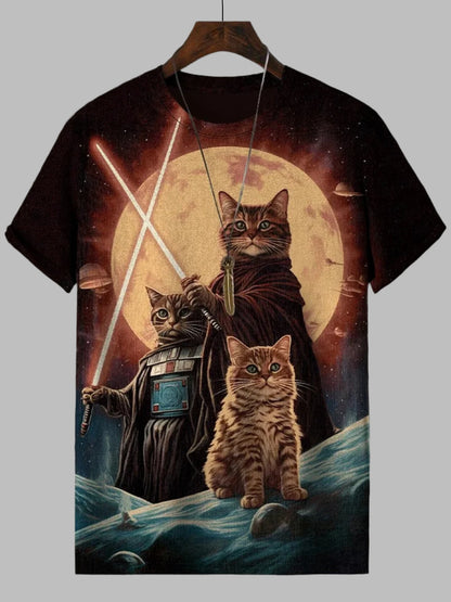 Stylish Breathable Cat Design Graphic T-shirts for Men