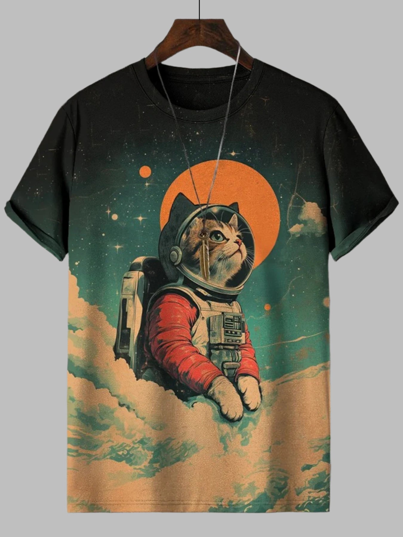 Stylish Breathable Cat Design Graphic T-shirts for Men