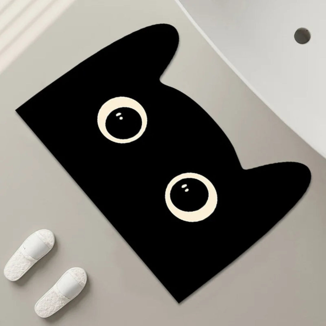 Cute Black Cat Quick-Drying Absorbant Bath Mats with Non-slip Rubber Bottom