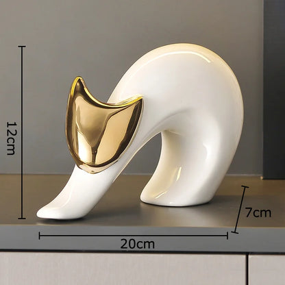 Abstract Artwork Ceramic Kitten Statue