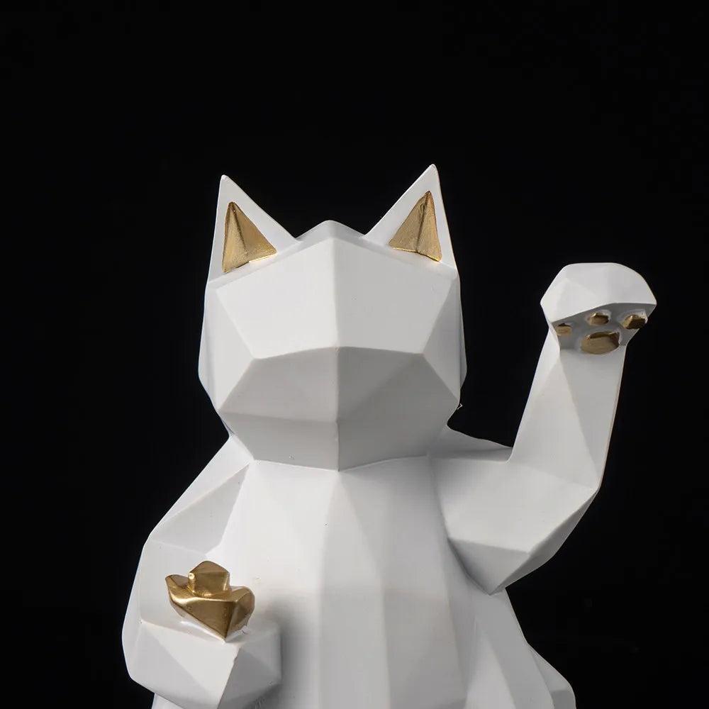 Geometric Lucky Cat Statue