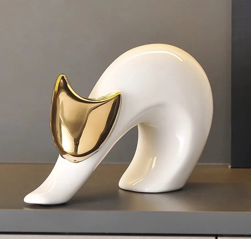 Abstract Artwork Ceramic Kitten Statue