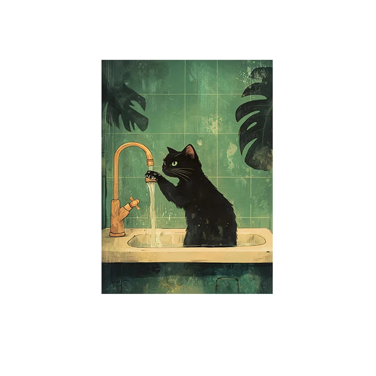 Bathroom Cat-titude: Whimsical 3-Piece Black Cat Canvas Art Set