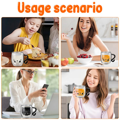 Insulated Glass Cat Mug