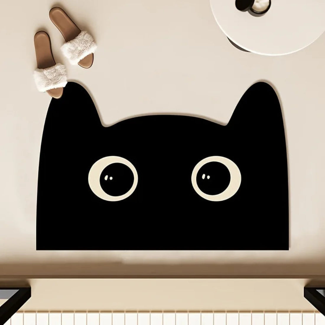 Cute Black Cat Quick-Drying Absorbant Bath Mats with Non-slip Rubber Bottom