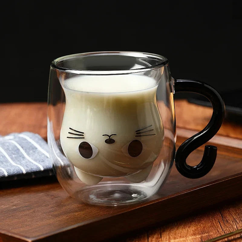 Insulated Glass Cat Mug