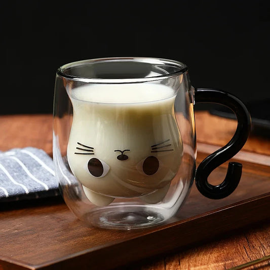 Insulated Glass Cat Mug