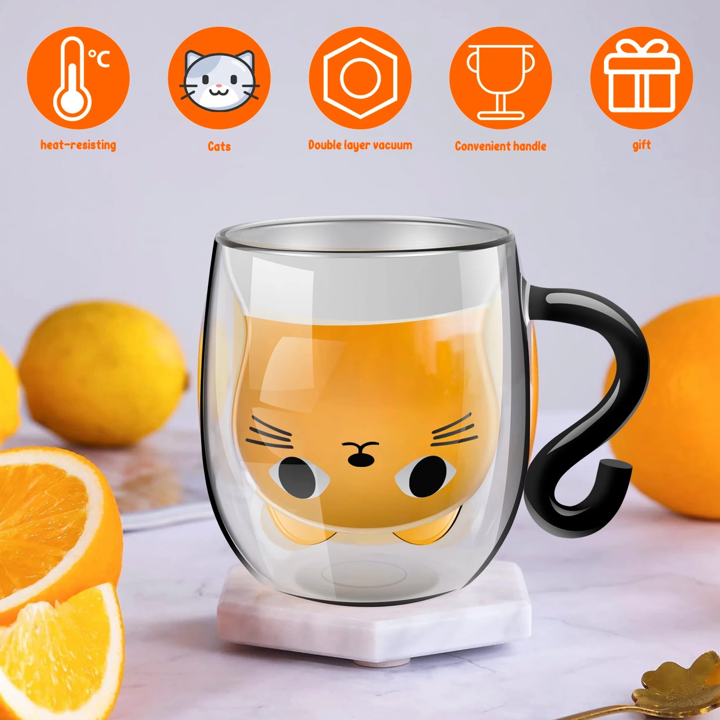 Insulated Glass Cat Mug