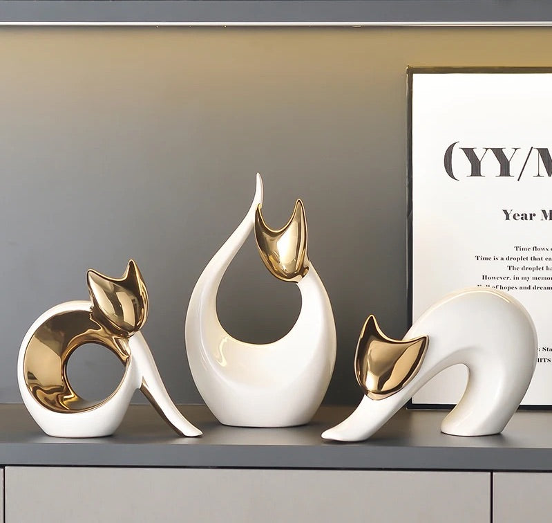 Abstract Artwork Ceramic Kitten Statue