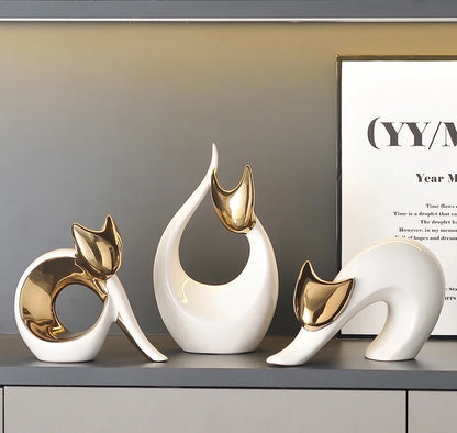 Abstract Artwork Ceramic Kitten Statue