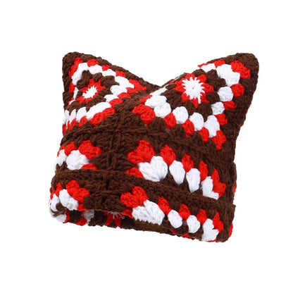 Knitted Square Cat Beanie