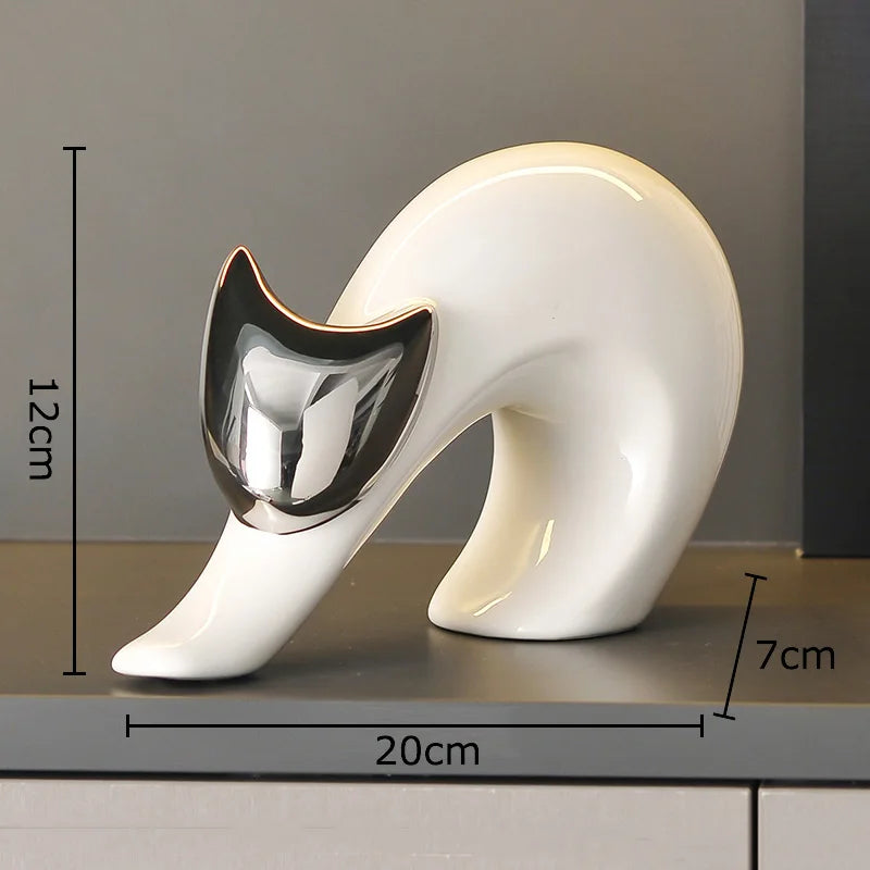 Abstract Artwork Ceramic Kitten Statue