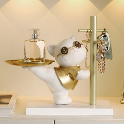 "I'm a millionaire" Kitty Resin Organizer Statue