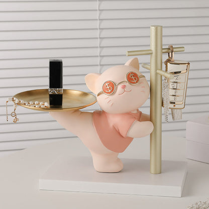 "I'm a millionaire" Kitty Resin Organizer Statue