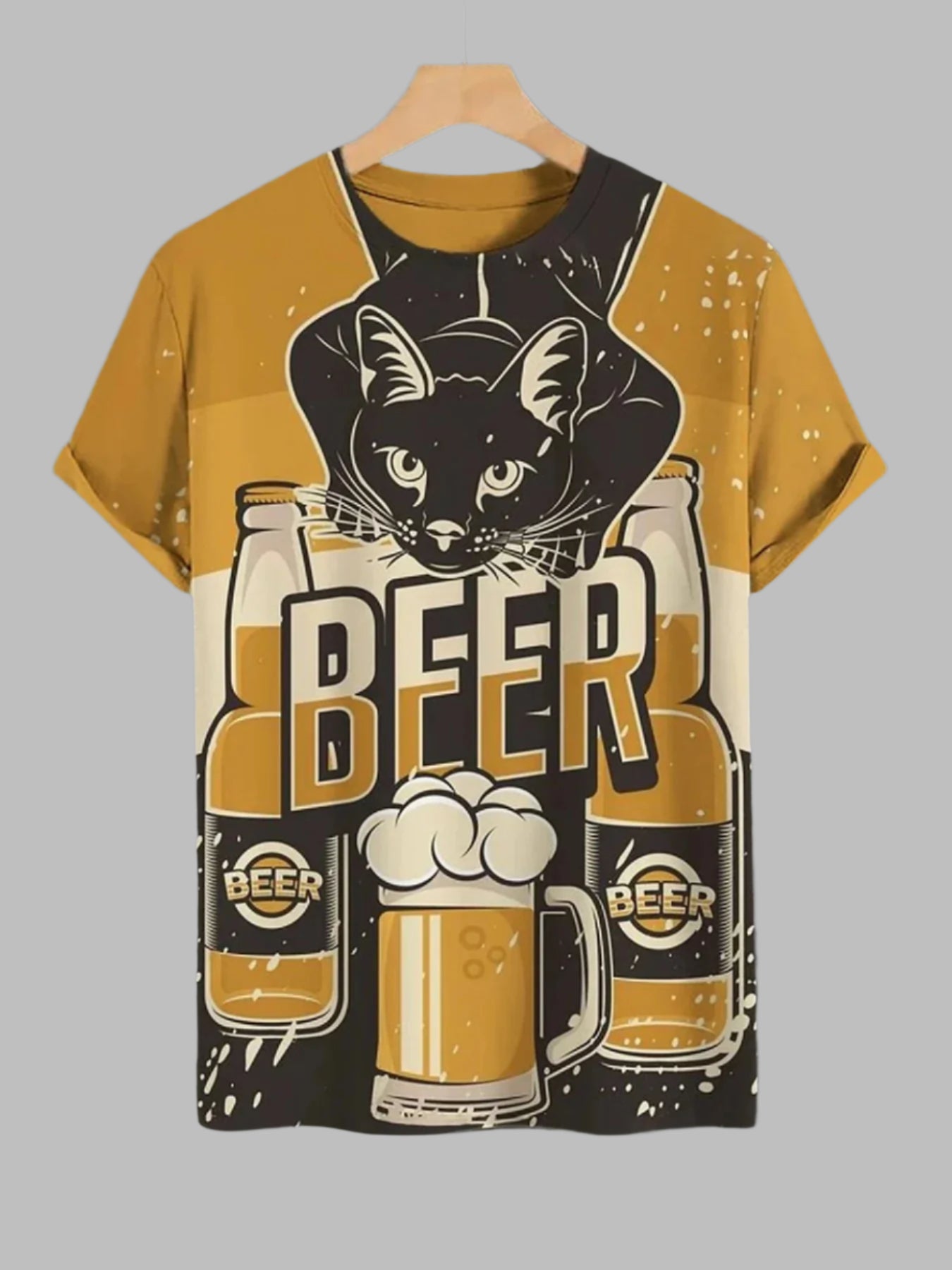 Stylish Breathable Cat Design Graphic T-shirts for Men