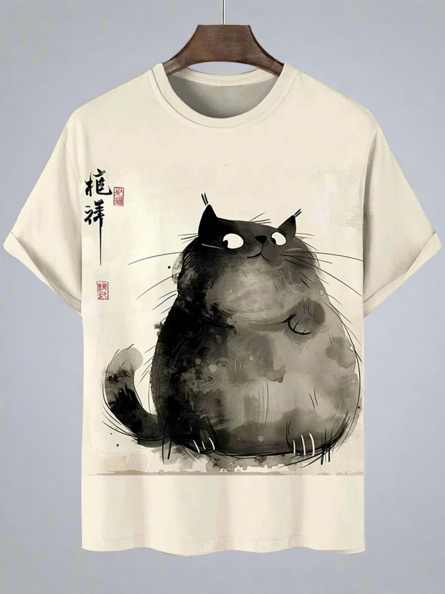 Stylish Breathable Cat Design Graphic T-shirts for Men