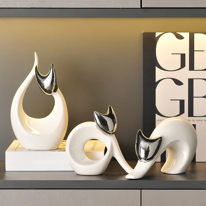 Abstract Artwork Ceramic Kitten Statue